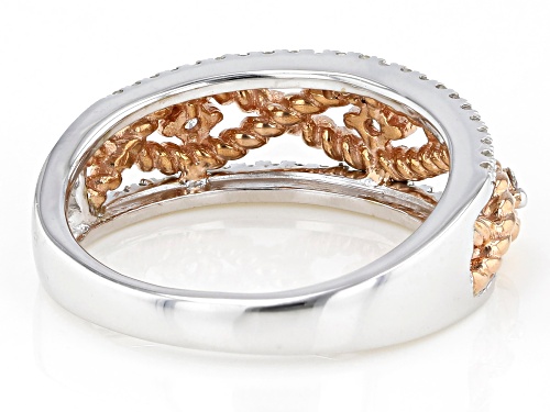 .25ctw Round White Diamond 10K White And Rose Gold Band Ring - Size 7