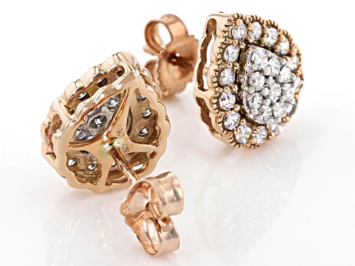 0.50ctw Round White Diamond 10K Rose Gold Cluster Earrings