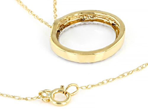 Round White Diamond Accent 10K Yellow Gold Circle Pendant With 18 Inch Rope Chain