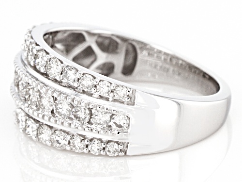 1.00ctw Round White Diamond 10K White Gold Wide Band Ring - Size 7