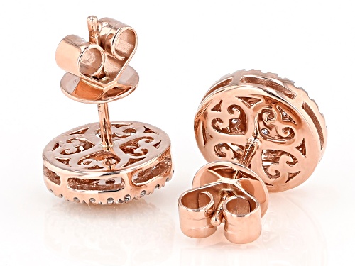 0.50ctw Round Natural Pink And White Diamond 14K Rose Gold Cluster Stud Earrings