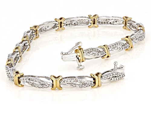 1.00ctw Round White Diamond 10K Two-Tone Gold Tennis Bracelet - Size 7.5