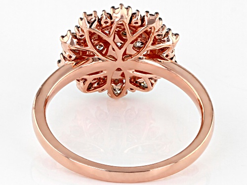 0.80ctw Round Champagne Diamond 14K Rose Gold Over Sterling Silver Cluster Ring - Size 8