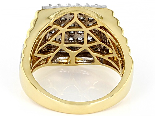 0.75ctw Round White Diamond 18K Yellow Gold Over Sterling Silver Mens Ring - Size 9