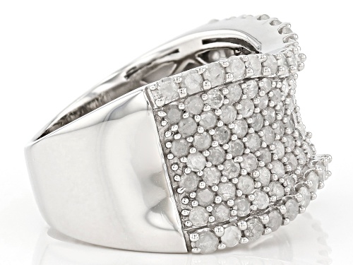 1.85ctw Round White Diamond Rhodium Over Sterling Silver Wide Band Ring - Size 6
