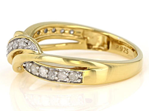 0.40ctw Round White Diamond 18K Yellow Gold Over Sterling Silver Crossover Band Ring - Size 7