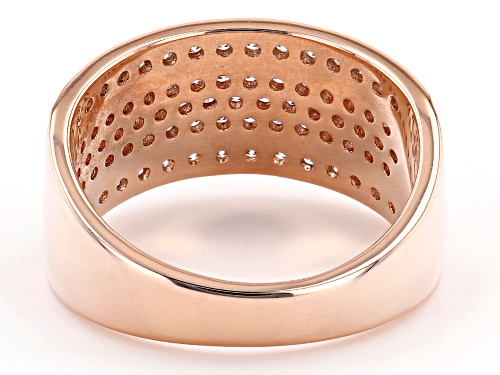 0.85ctw Round Natural Pink And White Diamond 14K Rose Gold Wide Band Ring - Size 8