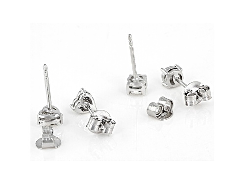 0.20ctw Round White Diamond Rhodium Over Sterling Silver Round and Heart Stud Earrings Set
