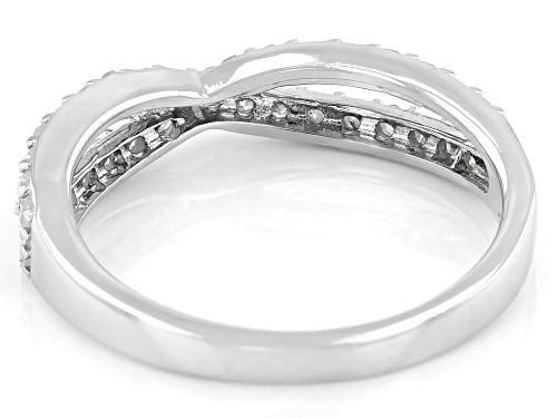 0.50ctw Round White Diamond Rhodium Over Sterling Silver Crossover Ring - Size 7