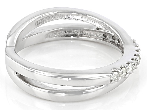 0.20ctw Round White Diamond Rhodium Over Sterling Silver Crossover Band Ring - Size 8