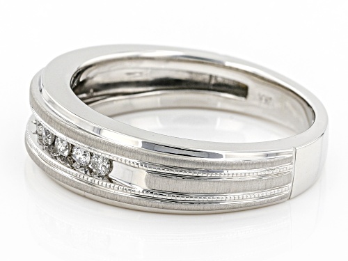 0.25ctw Round White Diamond 10k White Gold Mens Band Ring - Size 10