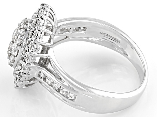 0.85ctw Round White Diamond 14k White Gold Cluster Ring - Size 7