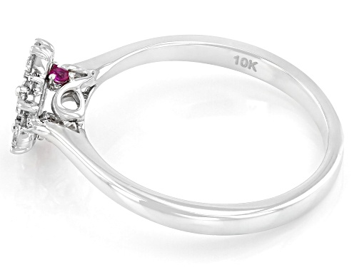 0.25ctw Round White Diamond With Pink Sapphire Accents 10k White Gold Center Design Ring - Size 5