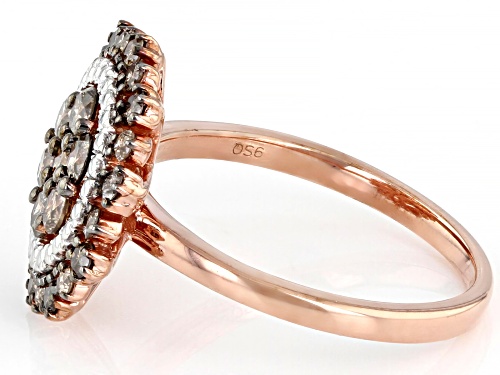 0.95ctw Round Champagne Diamond 14k Rose Gold Over Sterling Silver Cluster Ring - Size 5