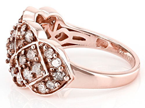 1.50ctw Round Champagne Diamond 18k Rose Gold Over Sterling Silver Band Ring - Size 6