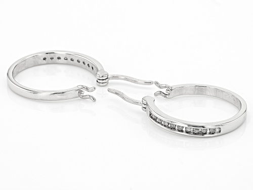 0.25ctw Round White Diamond Platinum Over Sterling Silver Set of 2 Hoop Earrings