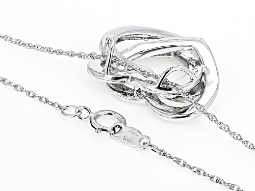 Round White Diamond Accent Rhodium Over Sterling Silver Heart Slide Pendant With 18