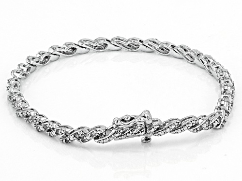 1.00ctw Round White Diamond Rhodium Over Sterling Silver Tennis Bracelet - Size 7.25