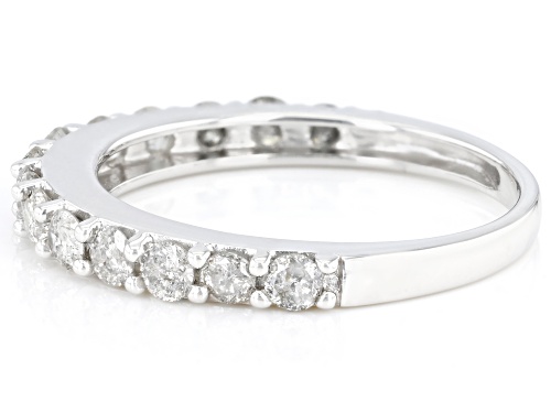 0.85ctw Round White Diamond 10k White Gold Band Ring - Size 10
