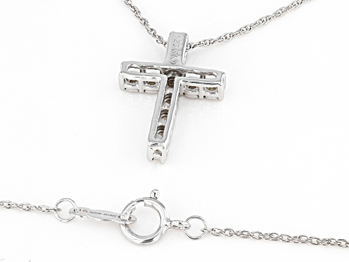 0.10ctw Round White Diamond Rhodium Over Sterling Silver Cross Slide Pendant With 18