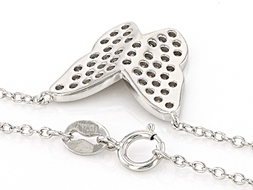 0.55ctw Round White Diamond Rhodium Over Sterling Silver Butterfly Cluster Necklace - Size 18