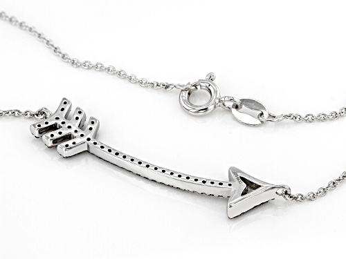 0.33ctw Round Black Diamond Rhodium Over Sterling Silver Arrow Necklace - Size 18