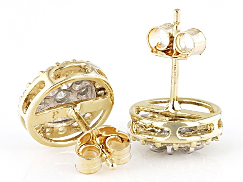 0.75ctw Round White Diamond 10k Yellow Gold Cluster Stud Earrings