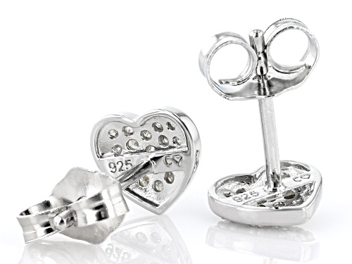 0.20ctw Round White Diamond Rhodium Over Sterling Silver Cluster Heart Earrings