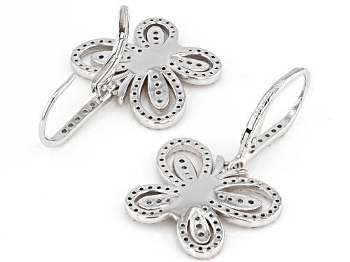 1.00ctw Round White Diamond Rhodium Over Sterling Silver Butterfly Earrings