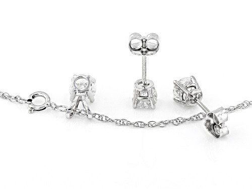 1.00ctw Round White Diamond 14k White Gold Pendant And Earring Jewelry Set
