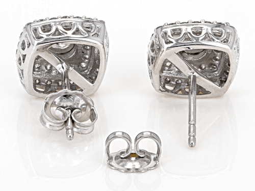 1.00ctw Round White Diamond Rhodium Over Sterling Silver Halo Stud Earrings