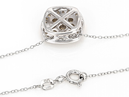 0.25ctw Round White Diamond Rhodium Over Sterling Silver Cluster Slide Pendant With 18