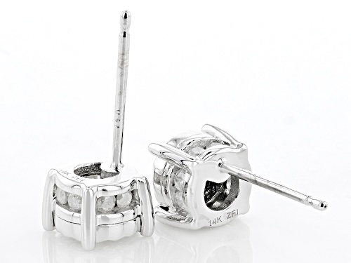 0.50ctw Round White Diamond 14k White Gold Cluster Stud Earrings