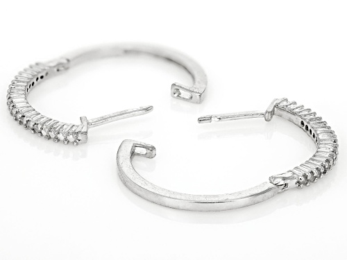 0.20ctw Round White Diamond Rhodium Over Sterling Silver Hoop Earrings