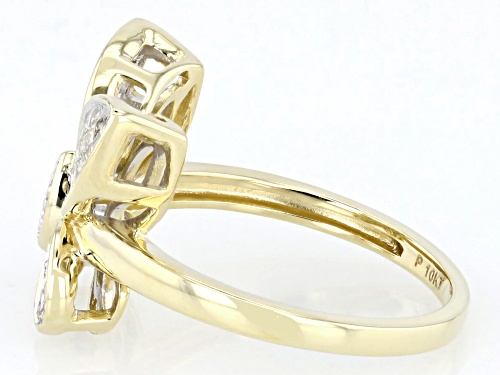0.50ctw Princess Cut And Round White Diamond 10k Yellow Gold Butterfly Ring - Size 6