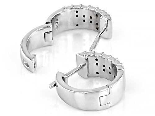 0.10ctw Round White Diamond Rhodium Over Sterling Silver Huggie Hoop Earrings