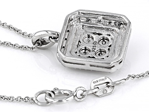 0.10ctw Round White Diamond Rhodium Over Sterling Silver Halo Pendant