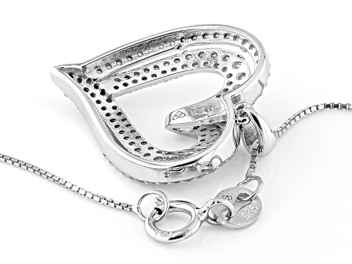 0.50ctw Round White Diamond Rhodium Over Sterling Silver Heart Pendant