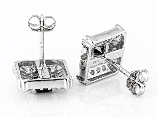 1.00ctw Round Black & White Diamond Rhodium Over Sterling Silver Stud Earrings