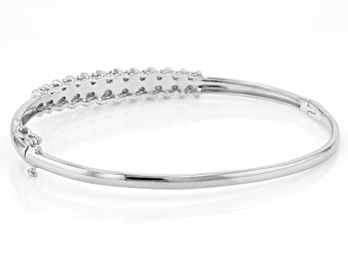 0.10ctw Round White Diamond Rhodium Over Sterling Silver Bangle Bracelet - Size 7.5