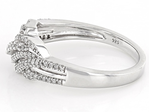 0.33ctw Round White Diamond Rhodium Over Sterling Silver Bypass Band Ring - Size 7