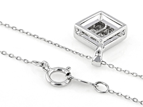 0.60ctw Princess Cut White Diamond 10k White Gold Quad Pendant With 18