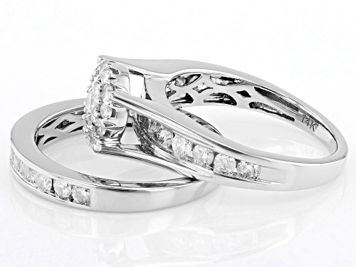 2.00ctw Round White Diamond 14k White Gold Halo Ring With Matching Band - Size 7