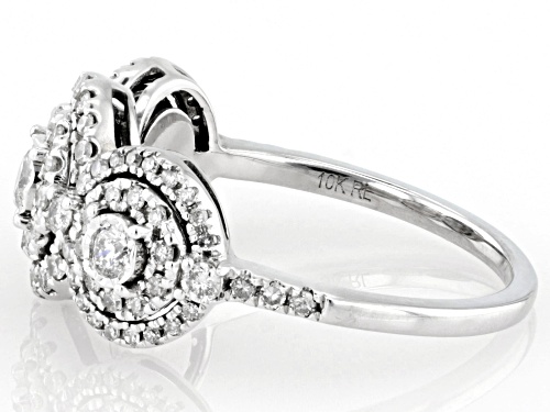 0.75ctw Round White Diamond 10k White Gold Halo Ring - Size 6