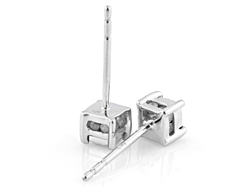 0.17ctw Princess Cut White Diamond 10k White Gold Stud Earrings