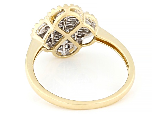 0.55ctw Princess Cut White Diamond 10k Yellow Gold Clover Cluster Ring - Size 10