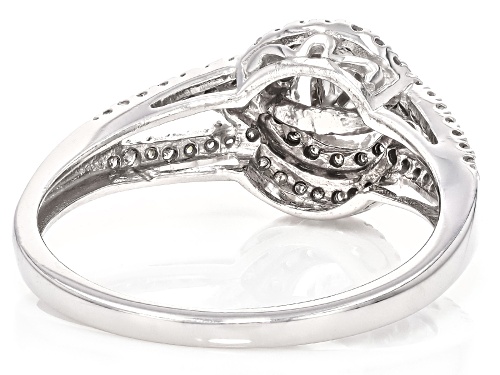 0.45ctw Round White Diamond 10k White Gold Halo Ring - Size 9