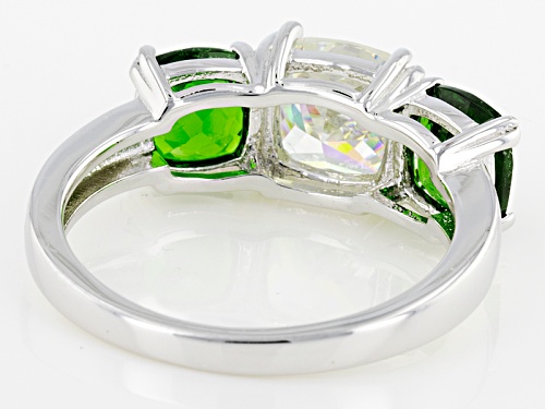2.39ct Strontium Titanate and 1.67ctw Russian Chrome Diopside Rhodium Over Silver Ring - Size 7