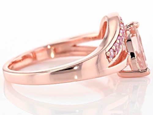 .96ct pear shape peach morganite with .23ctw pink sapphire 18k rose gold over sterling silver ring - Size 8