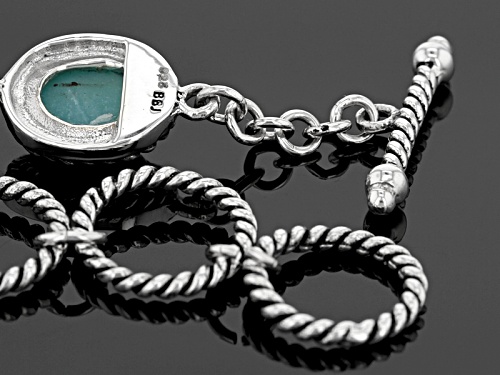 9x7mm Oval Cabochon Amazonite Sterling Silver Bracelet - Size 7.25
